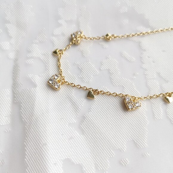 Alicia Bonnie Isabella Gold Charm Necklace White Crystal - Picture 2 of 4